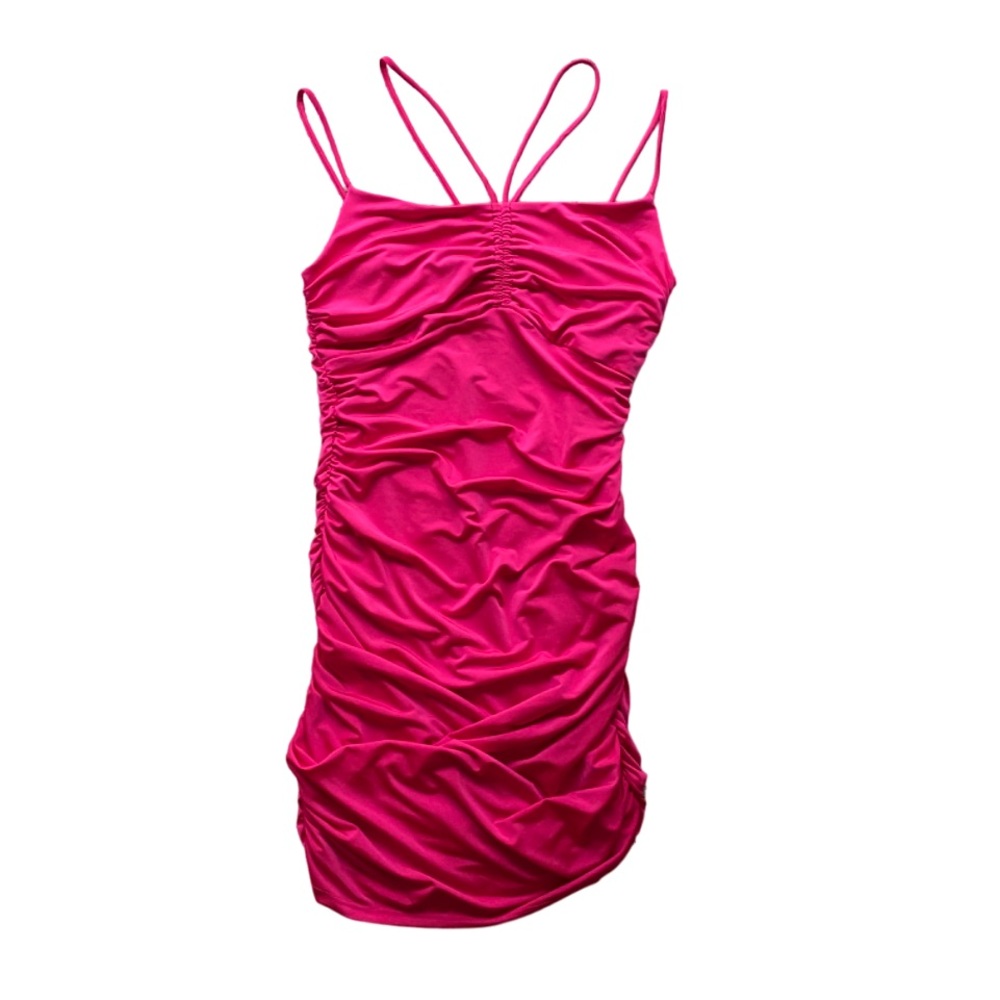 Pink Ruched Midi dress